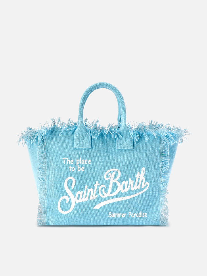 Borsa Colette azzurra in canvas con frange