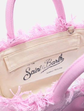 Pink canvas Colette bag with rhinestone logo