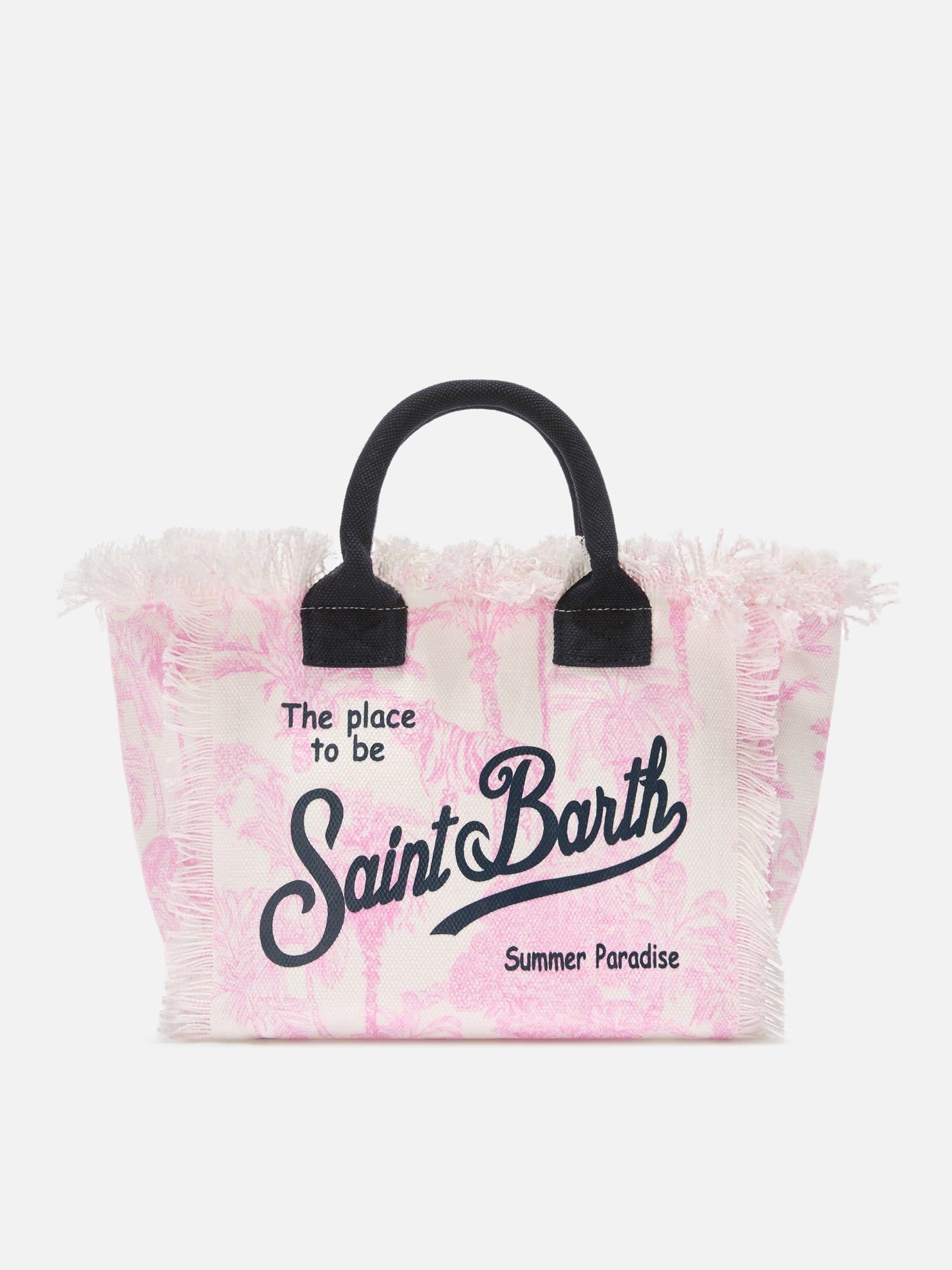 Borsa Colette in canvas con stampa toile de Jouy rosa