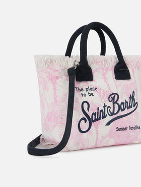 Colette canvas bag with pink toile de Jouy print