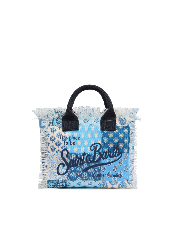 Colette cotton canvas handbag with flower patch print - MC2 Saint Barth
