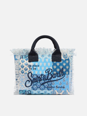 Colette cotton canvas handbag with flower patch print