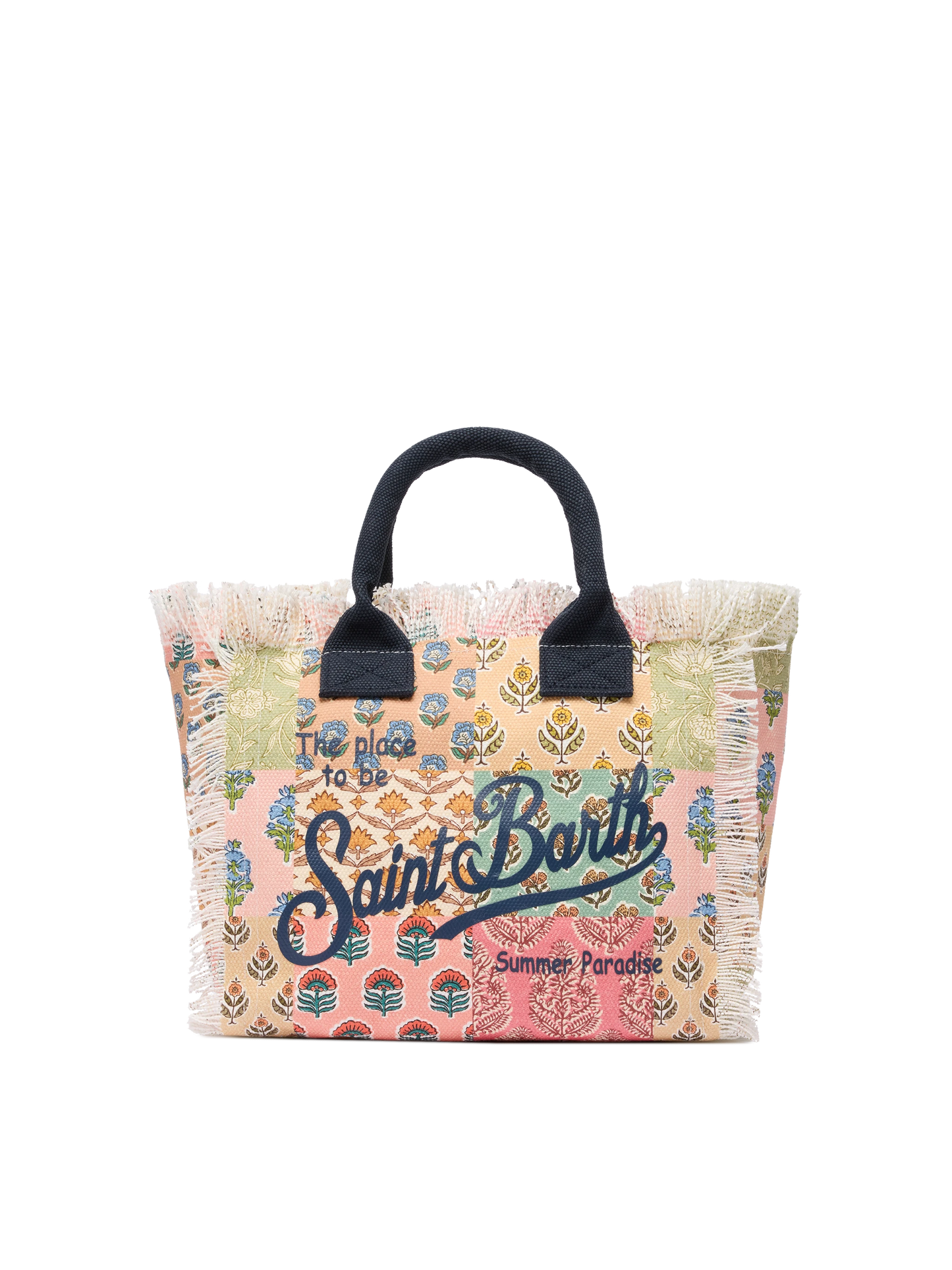 Colette cotton canvas handbag with flower patch print - MC2 Saint Barth