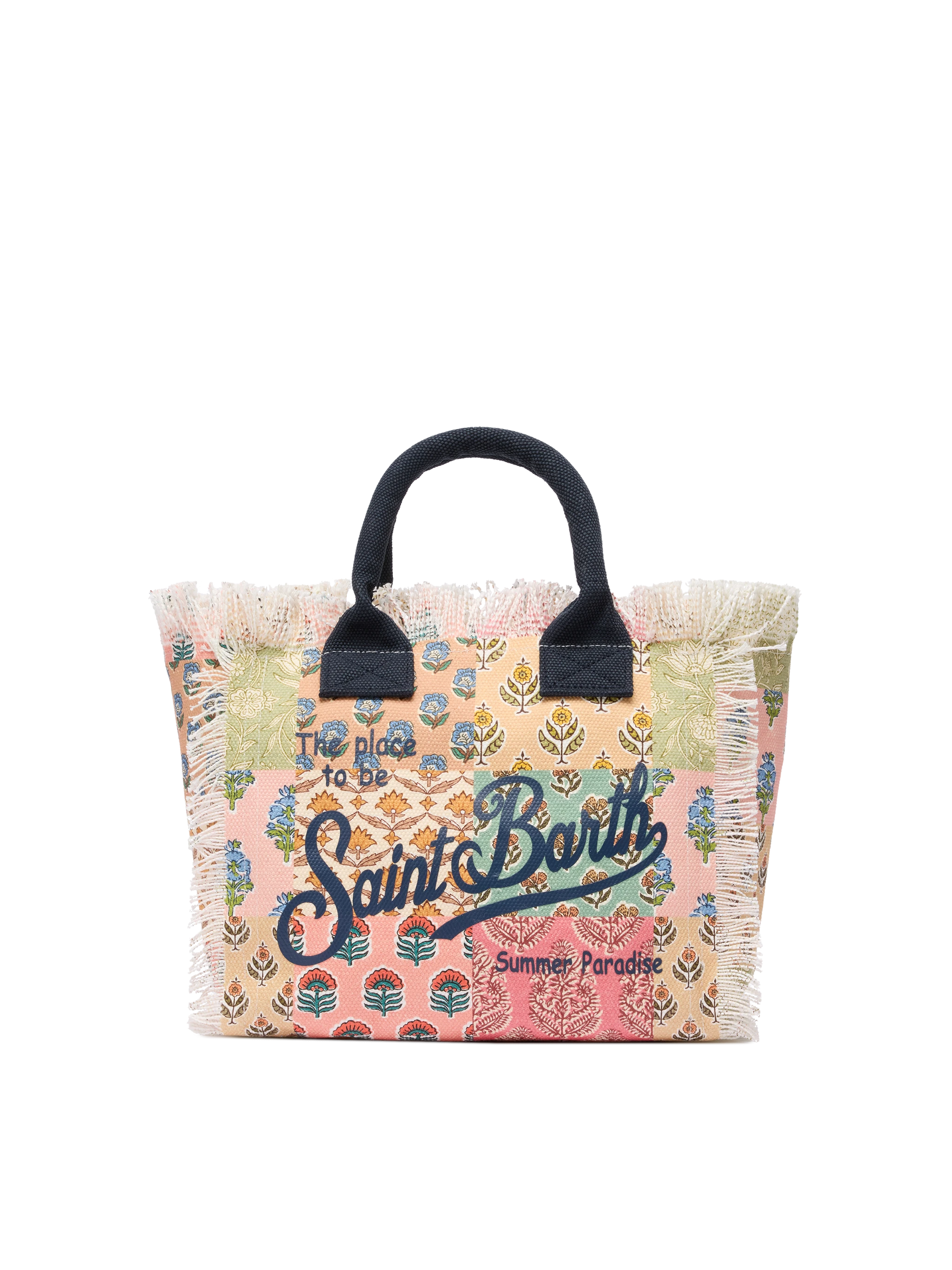 Colette cotton canvas handbag with flower patch print - MC2 Saint Barth