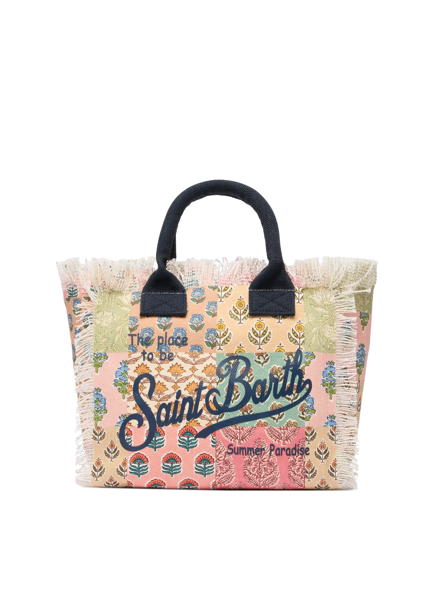 Borsa Colette in canvas di cotone con stampa patch floreale