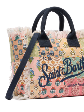 Colette cotton canvas handbag with flower patch print - MC2 Saint Barth