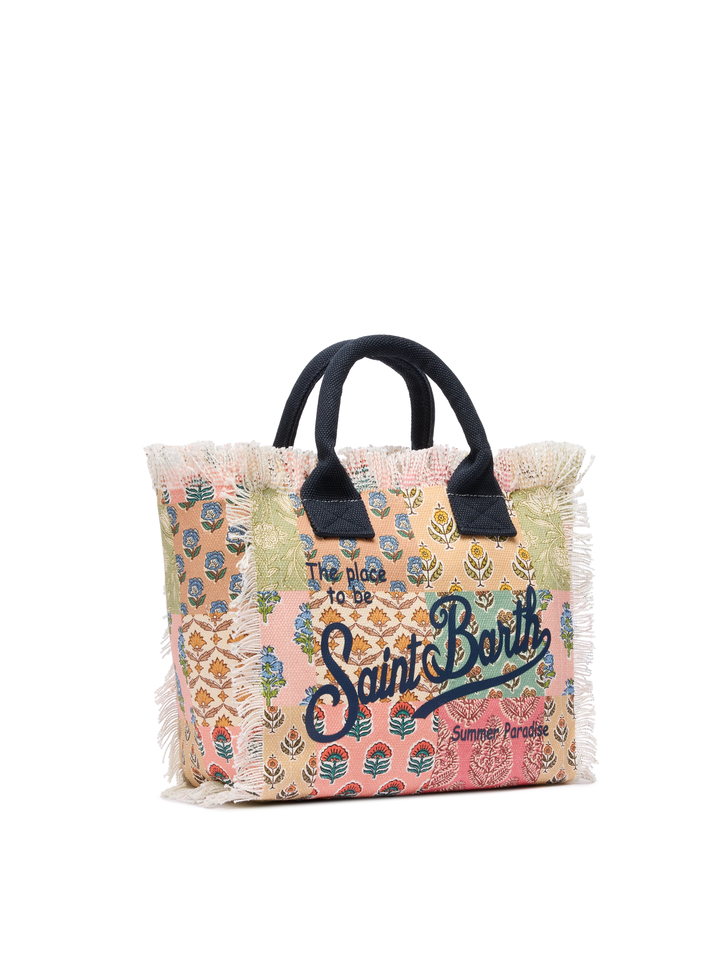 Colette cotton canvas handbag with flower patch print - MC2 Saint Barth
