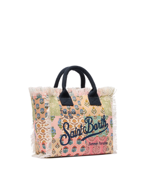 Colette cotton canvas handbag with flower patch print - MC2 Saint Barth