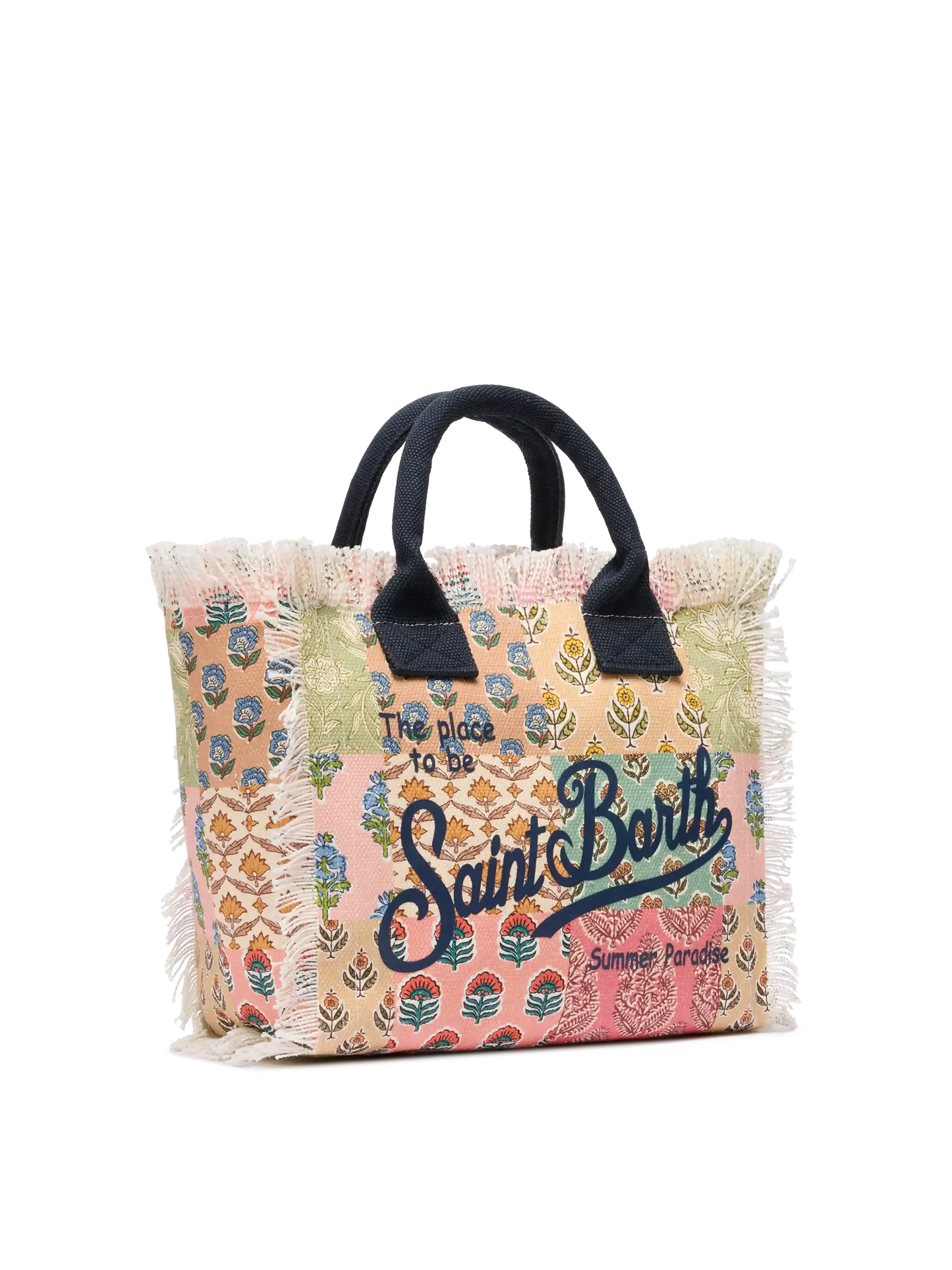 Borsa Colette in canvas di cotone con stampa patch floreale
