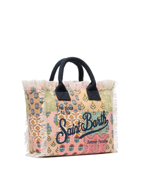 Borsa Colette in canvas di cotone con stampa patch floreale