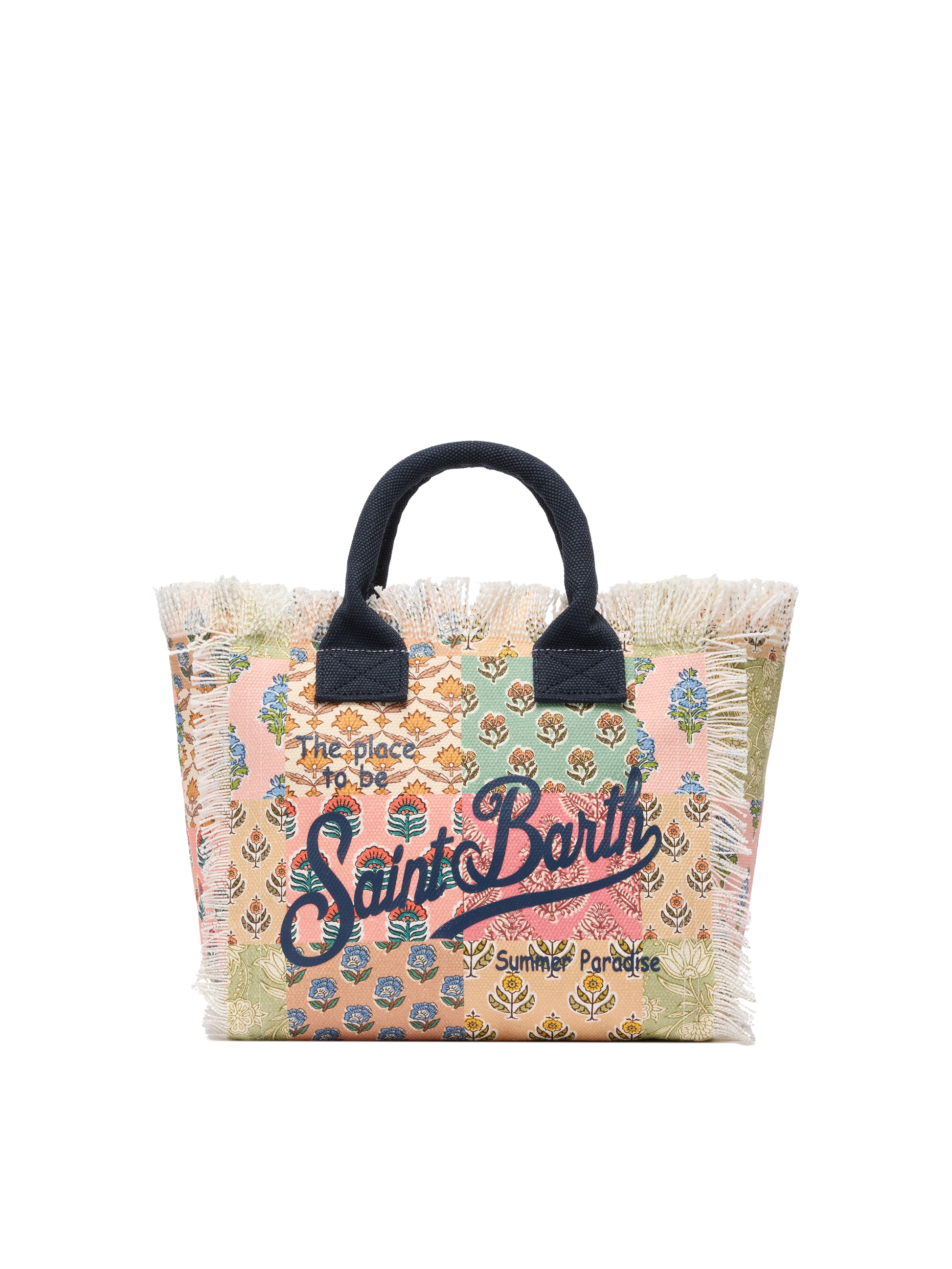 Colette cotton canvas handbag with flower patch print - MC2 Saint Barth