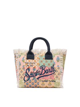 Colette cotton canvas handbag with flower patch print - MC2 Saint Barth