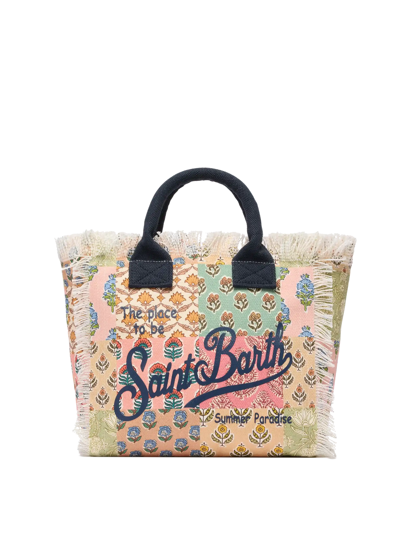 Borsa Colette in canvas di cotone con stampa patch floreale