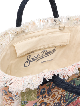 Colette cotton canvas handbag with flower patch print - MC2 Saint Barth