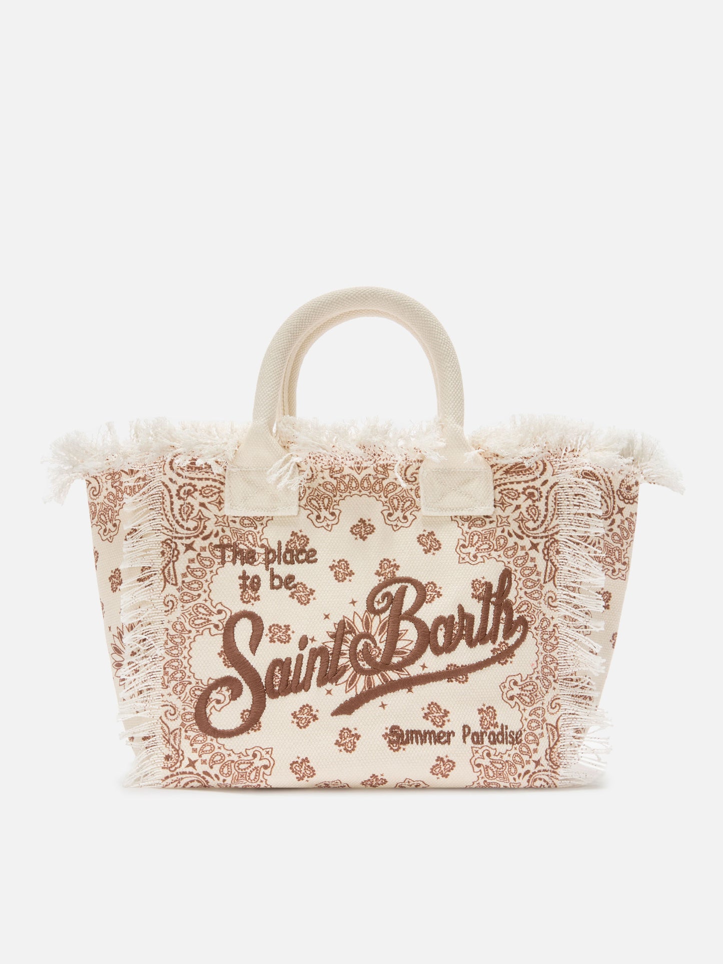 Beige canvas Colette bag with bandana print