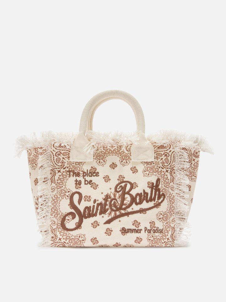 Beige canvas Colette bag with bandana print