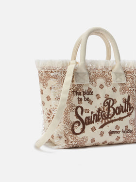 Beige canvas Colette bag with bandana print