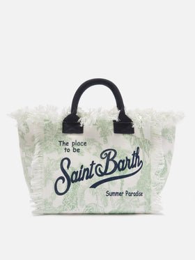 Sac en toile Colette avec imprimé toile de Jouy vert 