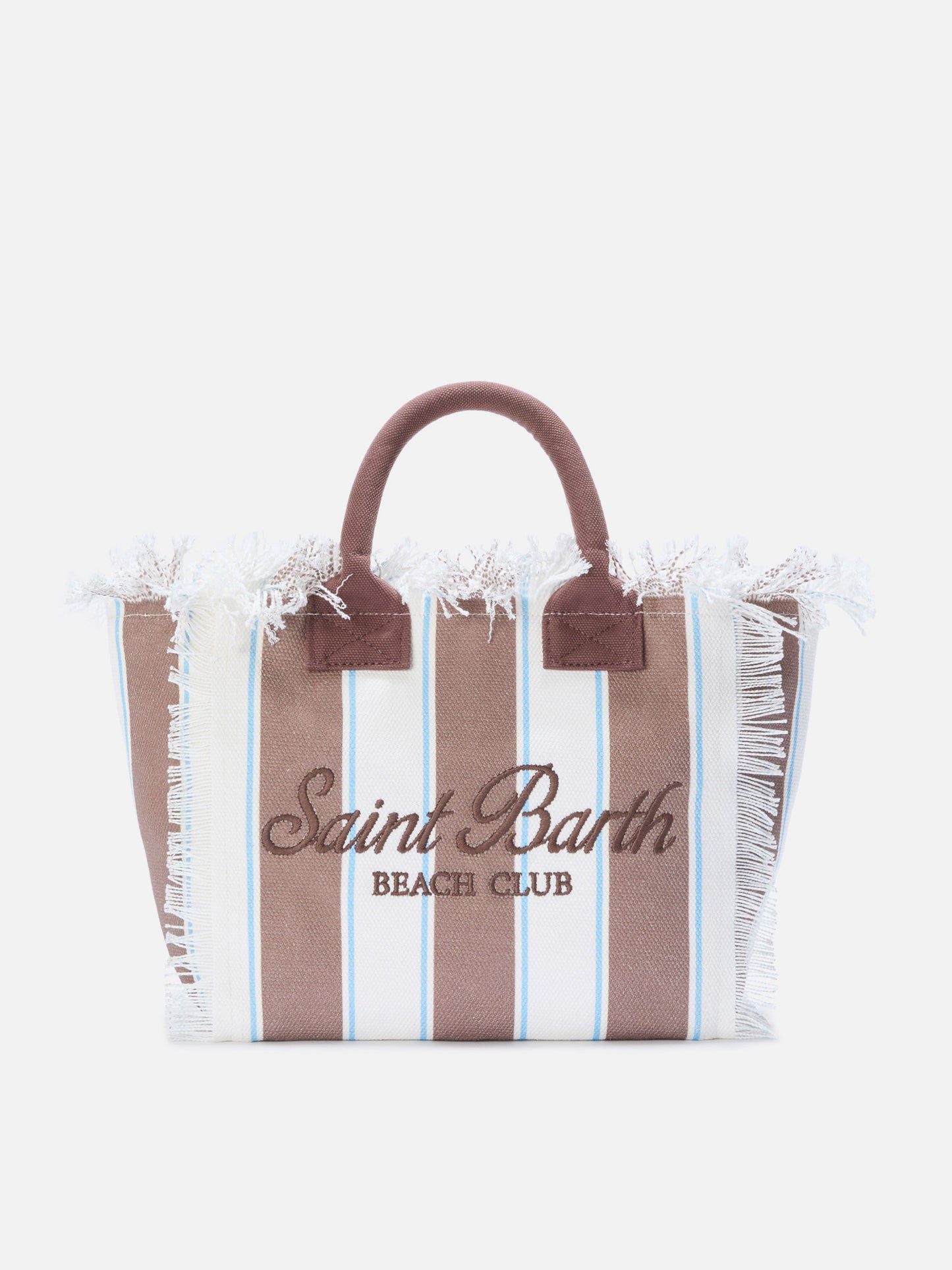 Colette canvas bag with brown stripes and embroidered logo