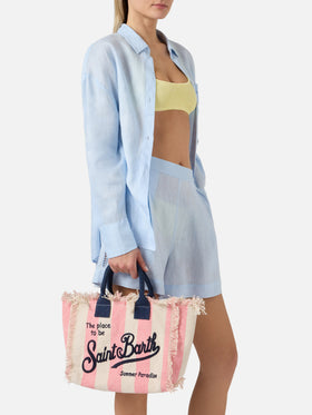 Colette canvas bag with pink stripes