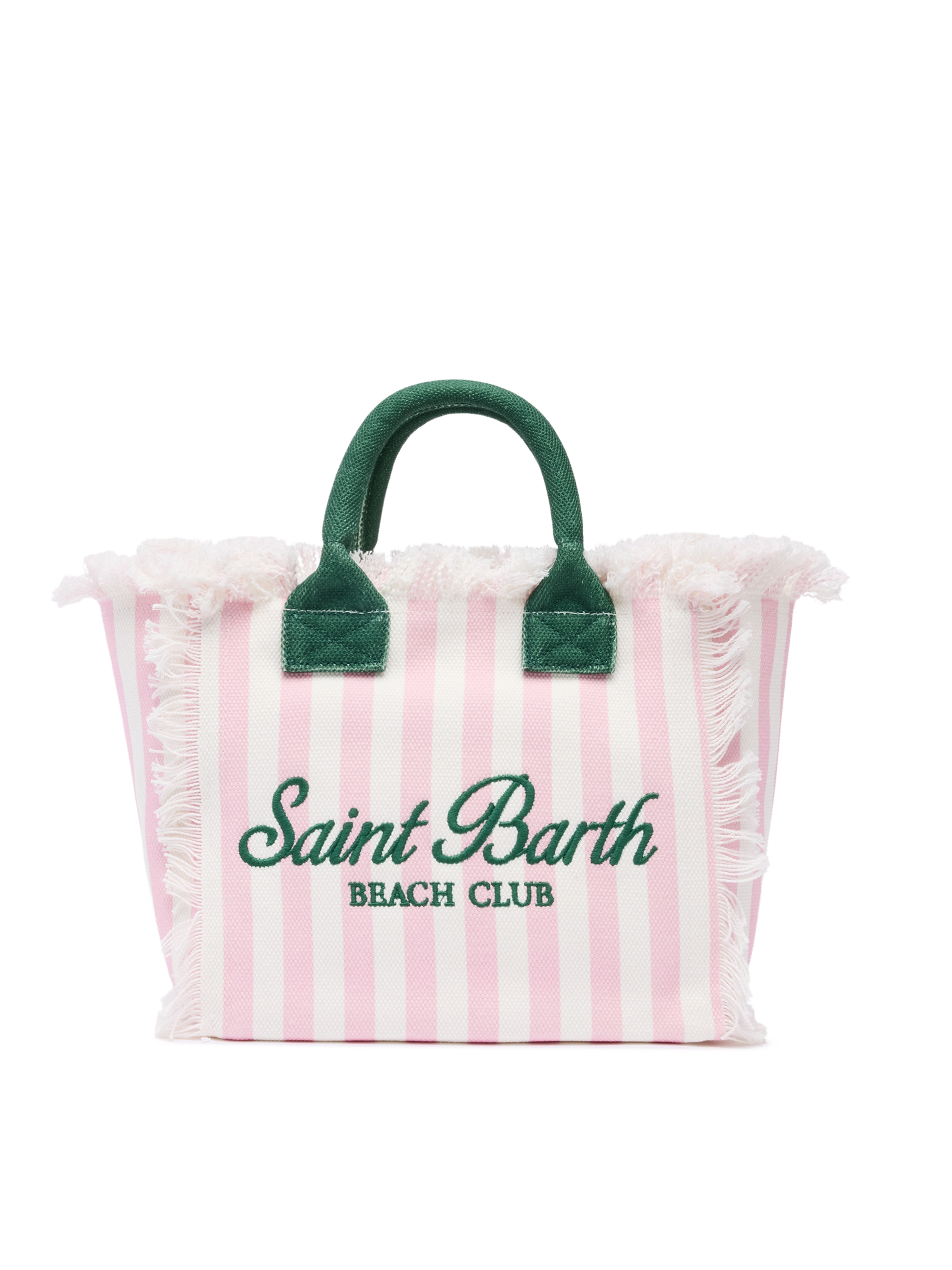 Colette cotton canvas handbag with pink striped print - MC2 Saint Barth