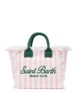 Colette cotton canvas handbag with pink striped print - MC2 Saint Barth