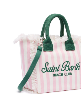 Colette cotton canvas handbag with pink striped print - MC2 Saint Barth