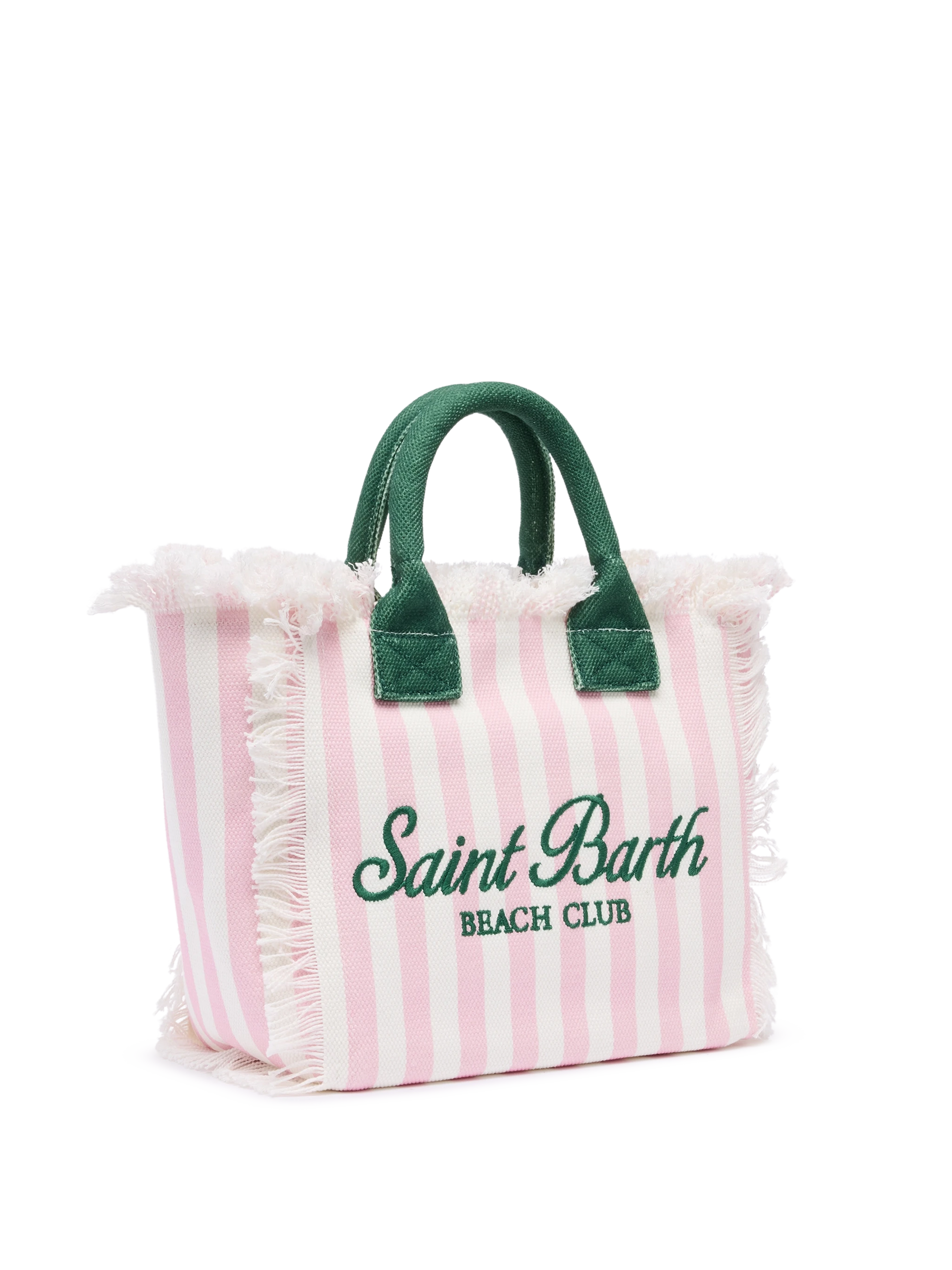 Colette cotton canvas handbag with pink striped print - MC2 Saint Barth
