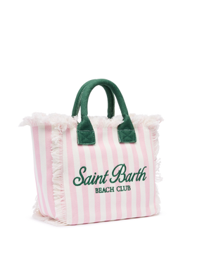 Colette cotton canvas handbag with pink striped print - MC2 Saint Barth