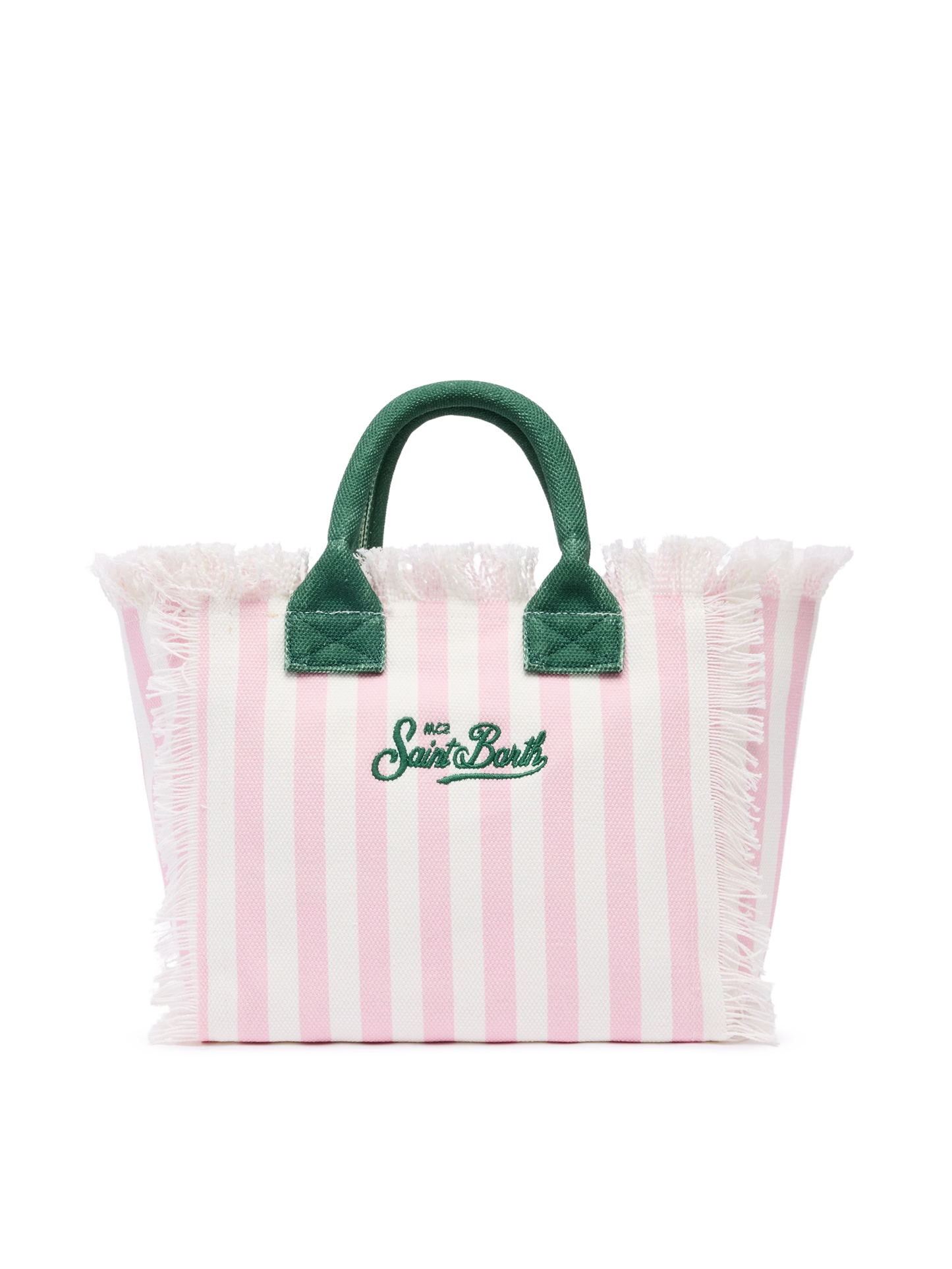 Colette cotton canvas handbag with pink striped print - MC2 Saint Barth