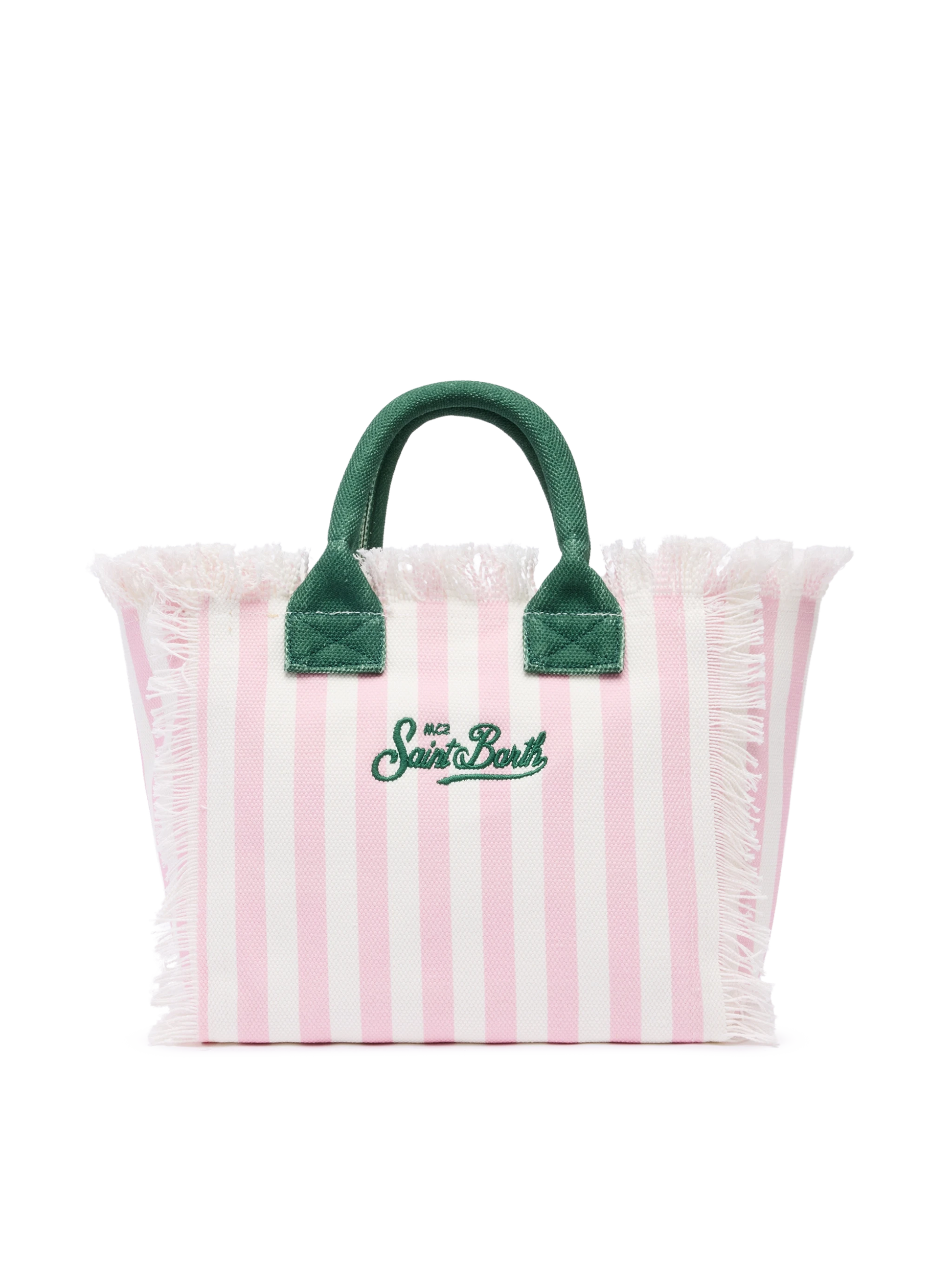 Colette cotton canvas handbag with pink striped print - MC2 Saint Barth