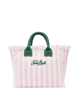 Colette cotton canvas handbag with pink striped print - MC2 Saint Barth