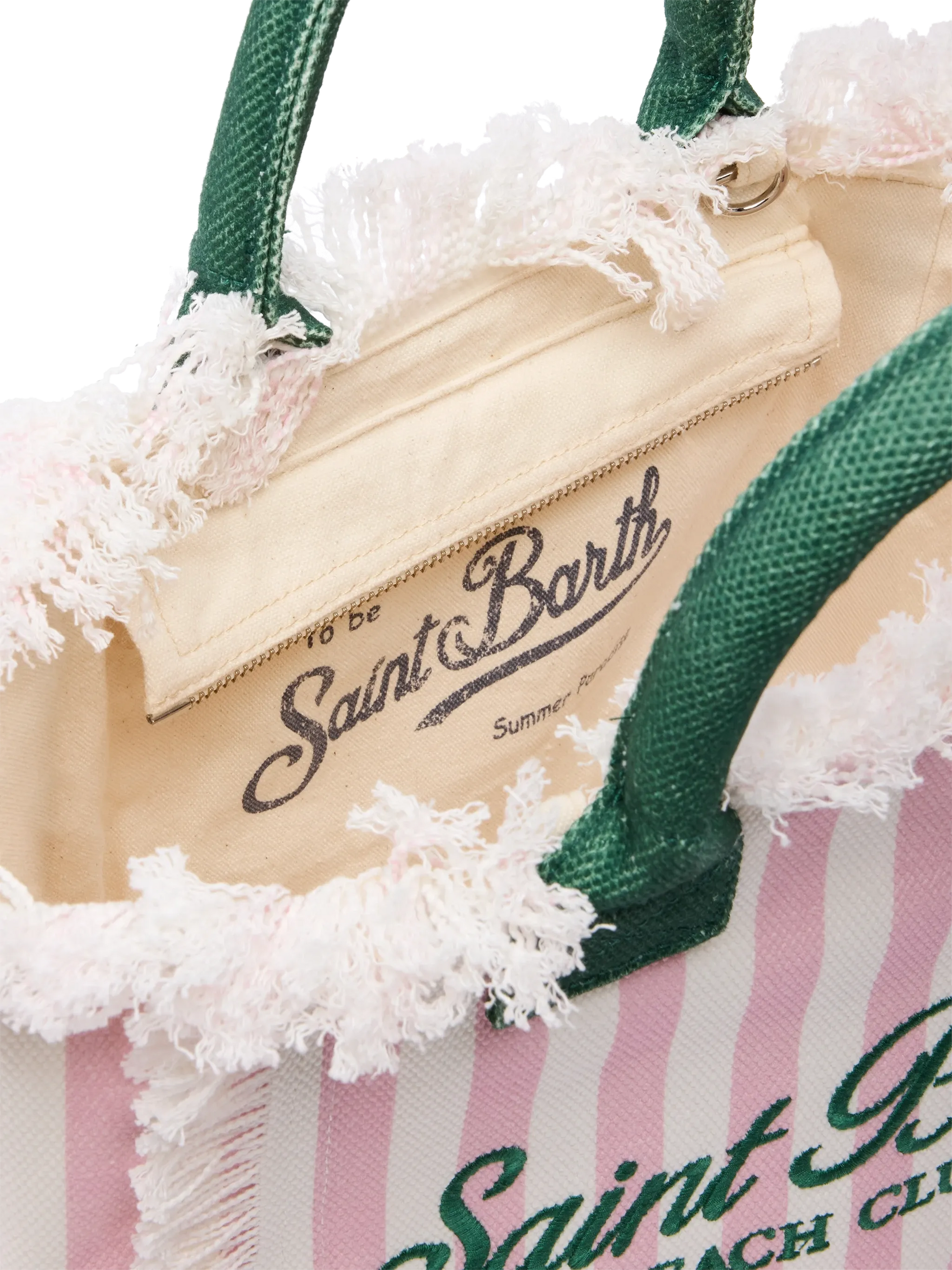 Colette cotton canvas handbag with pink striped print - MC2 Saint Barth