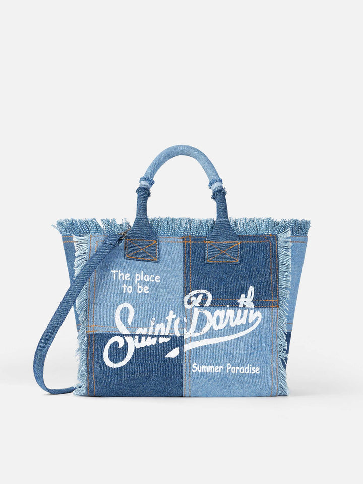 Colette denim cotton canvas handbag with - MC2 Saint Barth