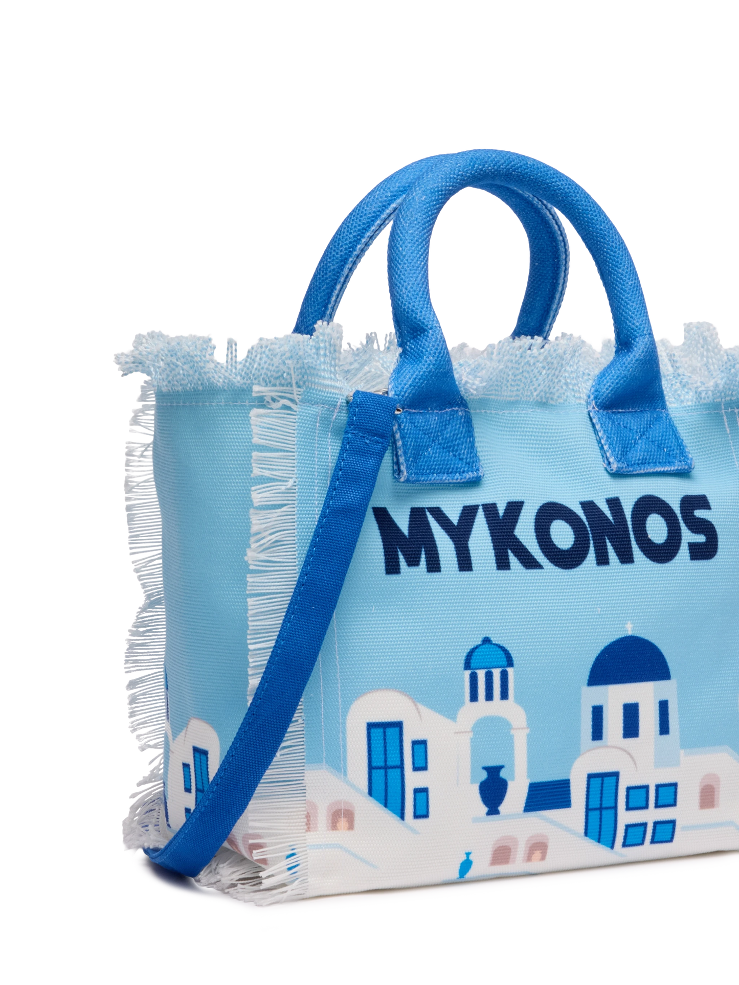 Colette cotton canvas handbag with Mykonos postcard print - MC2 Saint Barth