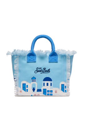Colette cotton canvas handbag with Mykonos postcard print - MC2 Saint Barth