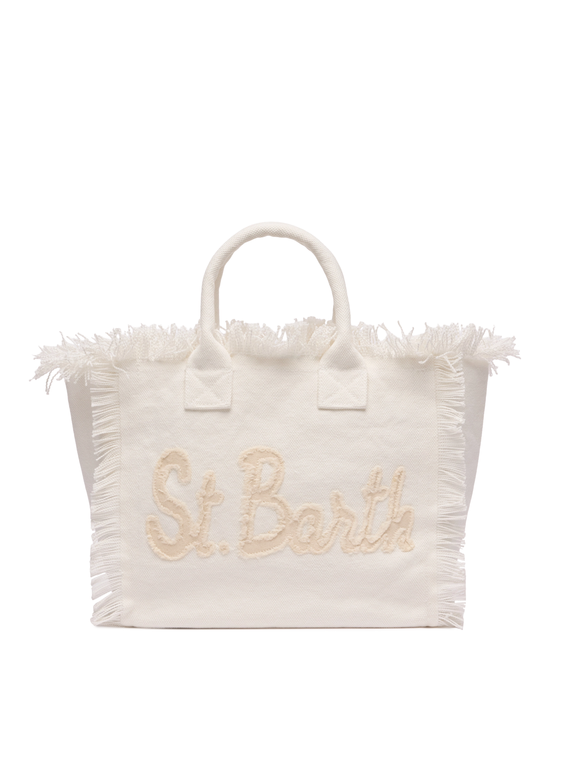 Colette white cotton canvas handbag with patch logo - MC2 Saint Barth