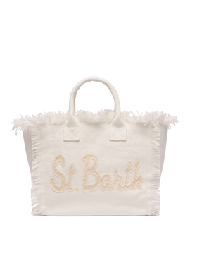 Colette white cotton canvas handbag with patch logo - MC2 Saint Barth