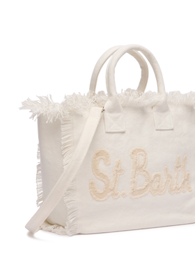 Colette white cotton canvas handbag with patch logo - MC2 Saint Barth