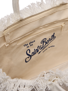 Colette white cotton canvas handbag with patch logo - MC2 Saint Barth