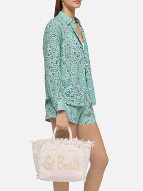 Colette white cotton canvas handbag with patch logo - MC2 Saint Barth