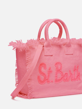 Borsa Colette in canvas di cotone rosa con logo patch