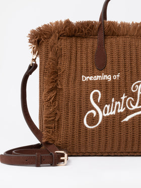 Brown rib knit Colette handbag with logo embroidery - MC2 Saint Barth