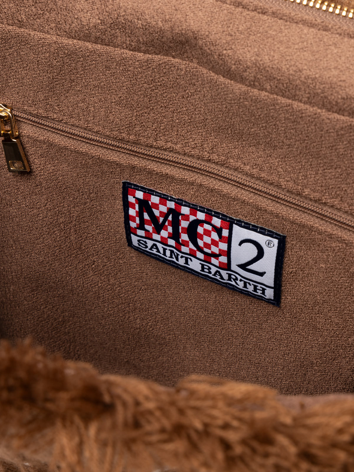 Brown rib knit Colette handbag with logo embroidery - MC2 Saint Barth