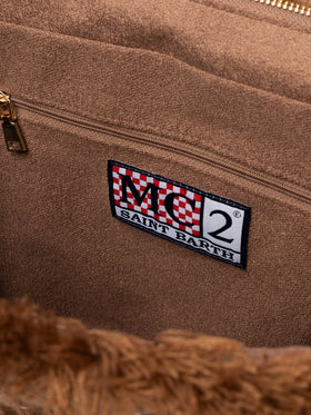 Brown rib knit Colette handbag with logo embroidery - MC2 Saint Barth