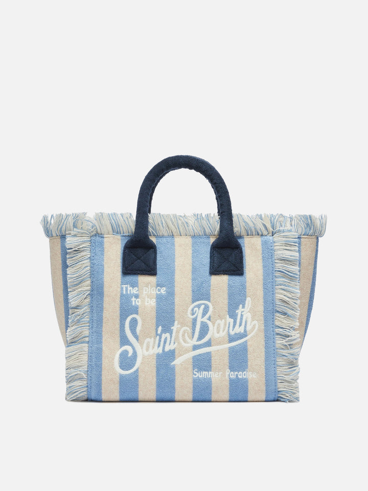 Borsa Colette in spugna con stampa a righe azzurre