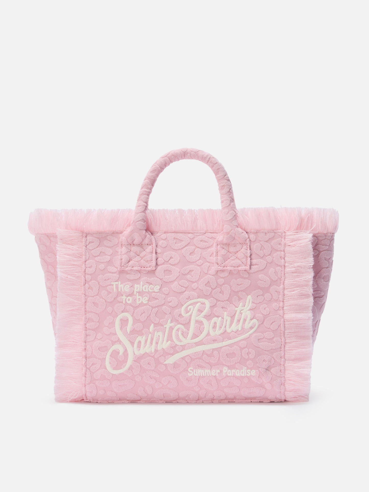 Terry effect Colette bag with raised leopard pattern