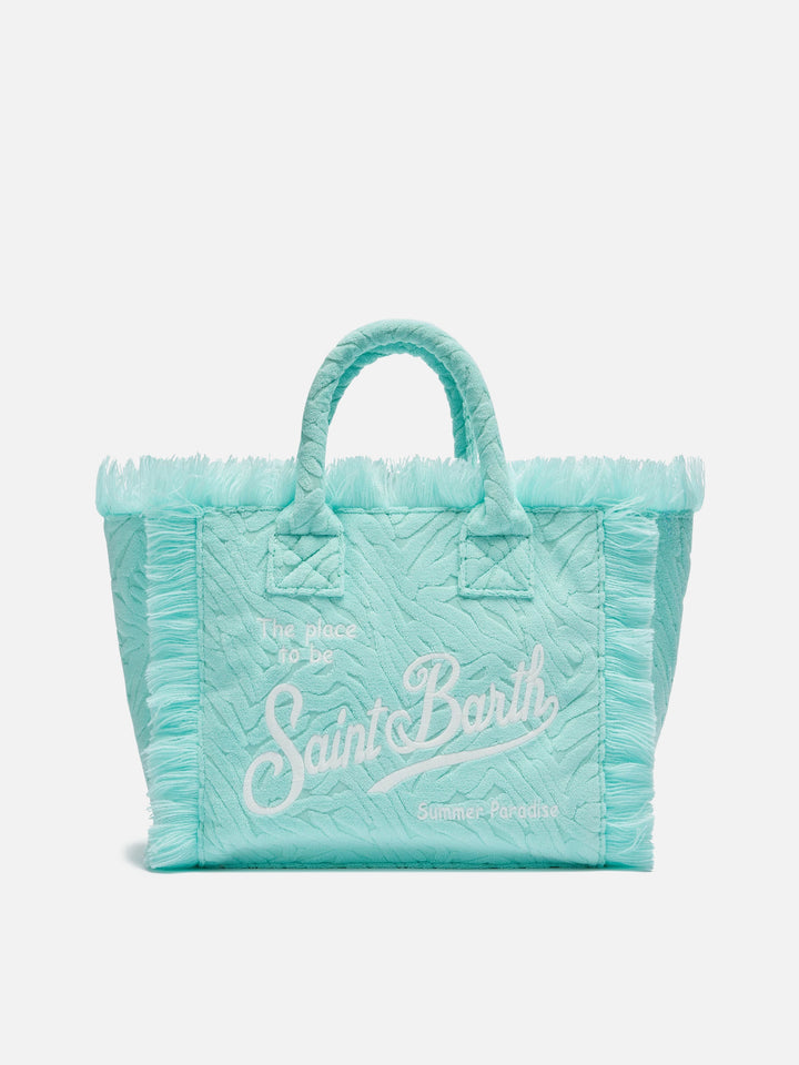 Borsa Colette in spugna verde acqua con stampa zebrata in rilievo