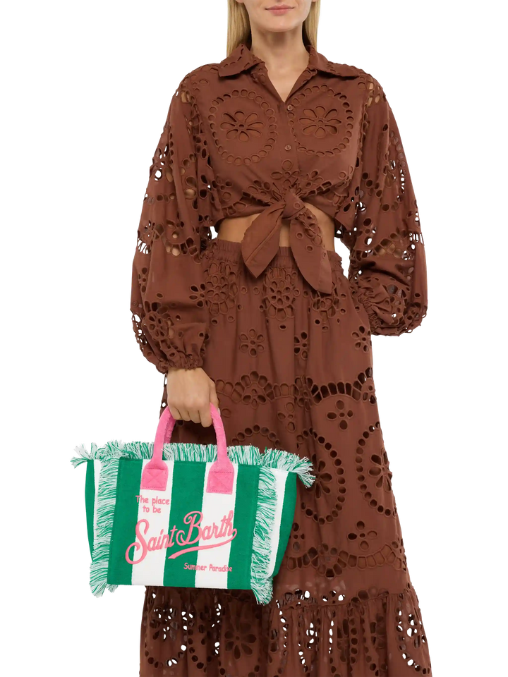 Colette Sponge green striped terry handbag - MC2 Saint Barth