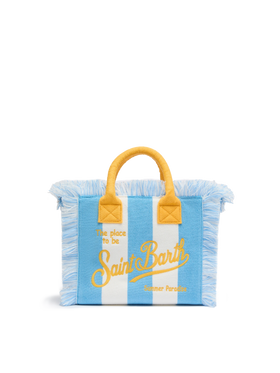 Colette Sponge light blue striped terry handbag - MC2 Saint Barth